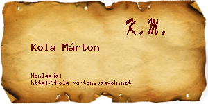 Kola Márton névjegykártya