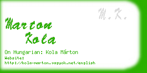 marton kola business card